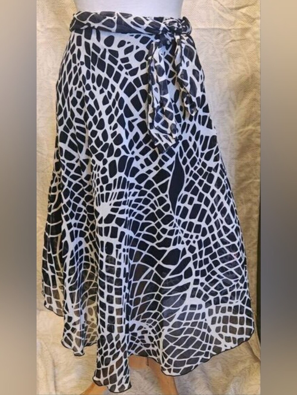 Keren Hart Black and White Abstract Print women's skirt